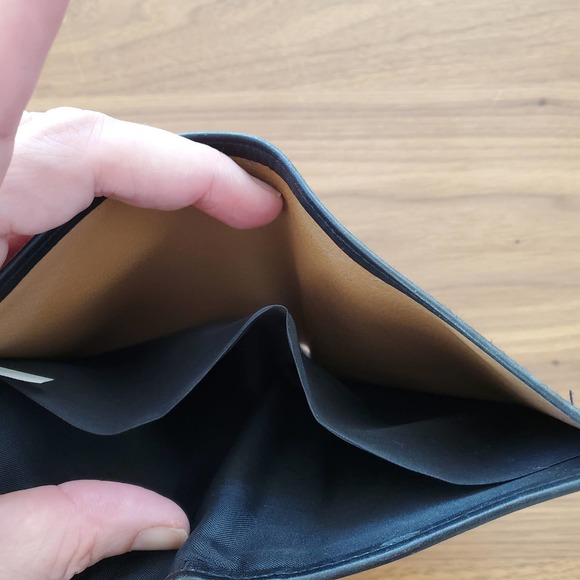 Dope Satin Cowhide Passport Cover Wallet Unisex Black Travel Organizer - Picture 5 of 7